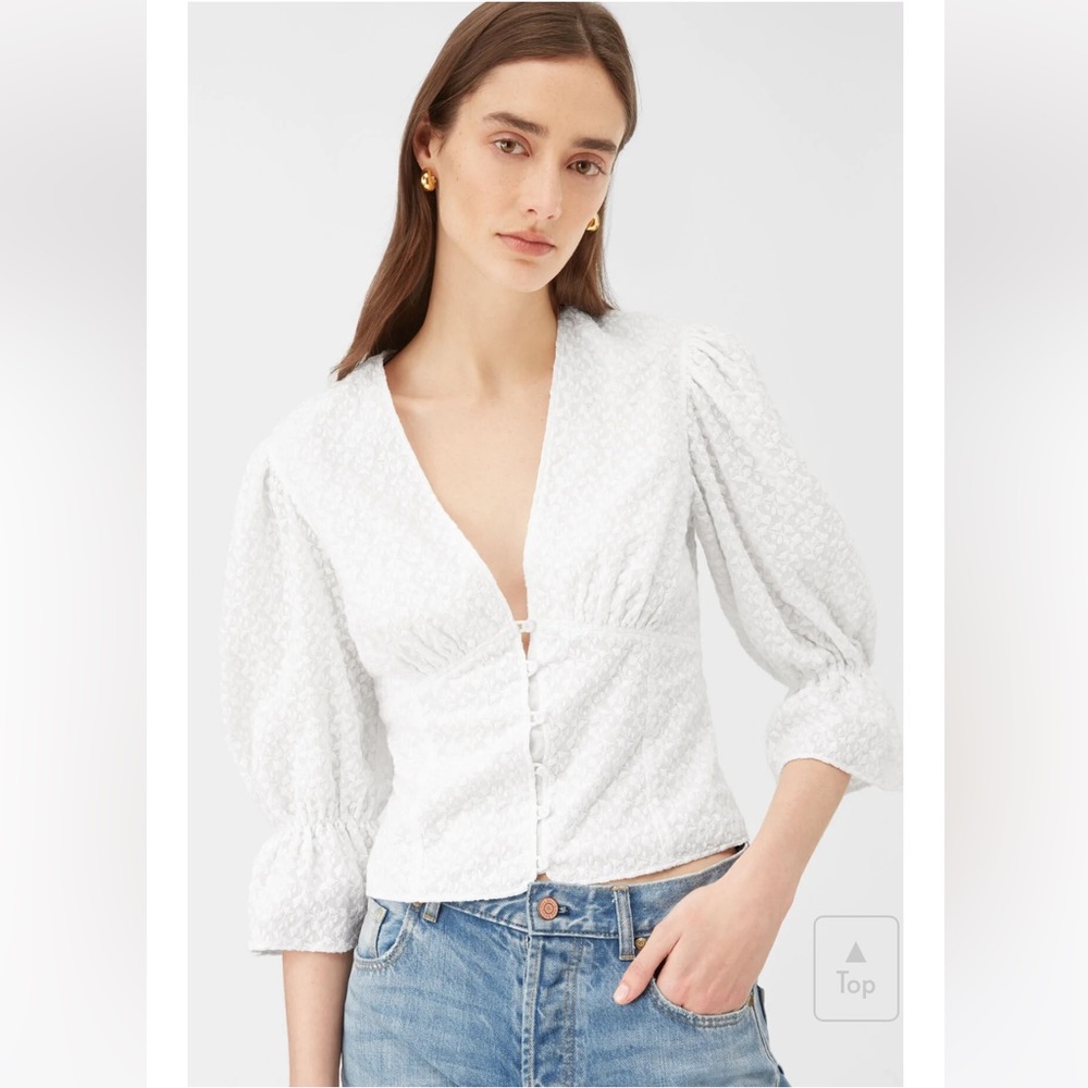 Rebecca Taylor La Vie Leaf Embroidered Cotton Top